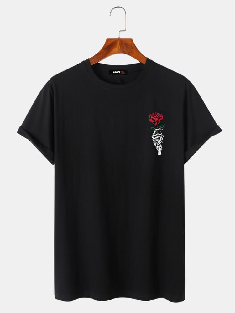 Skull Rose Print T-Shirt