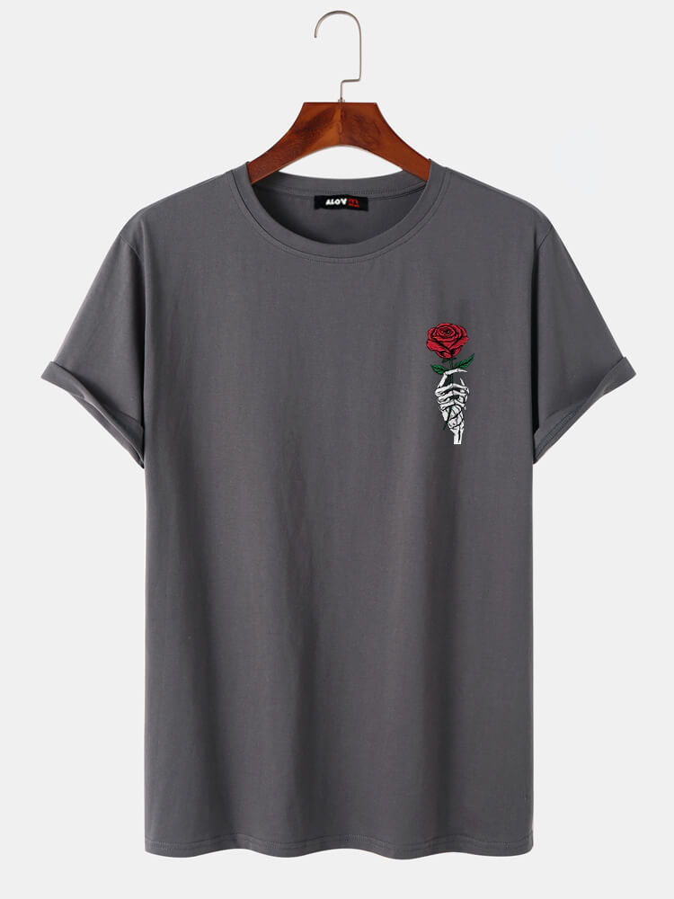 Skull Rose Print T-Shirt