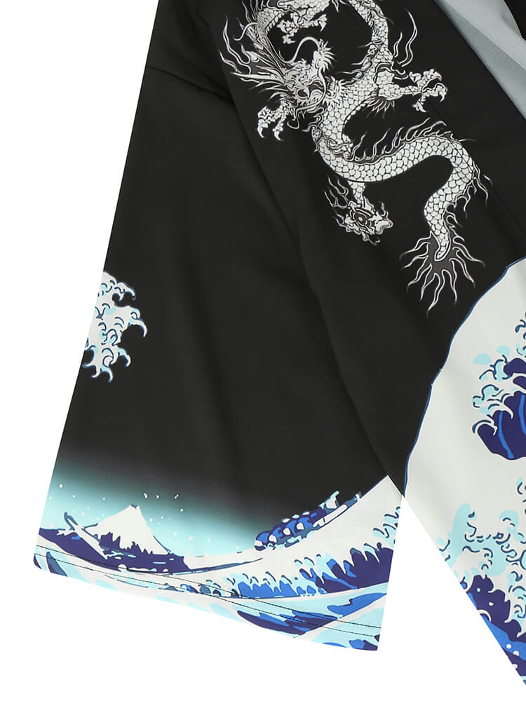 Wave Dragon Print Two-Piece Set