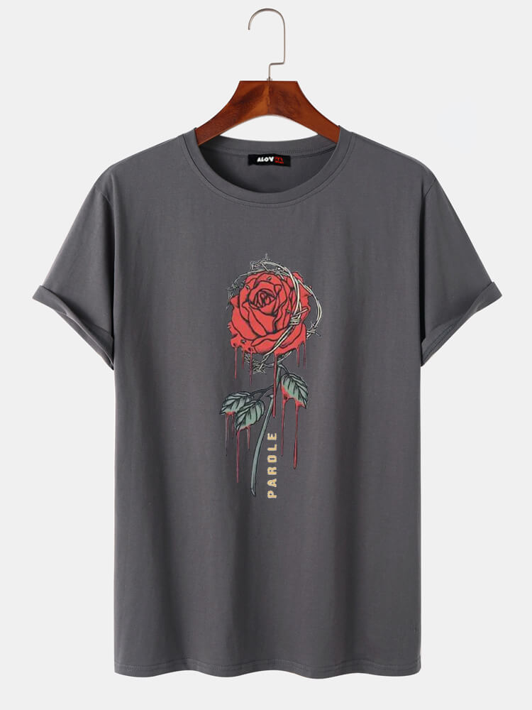 Withered Rose Print T-Shirt