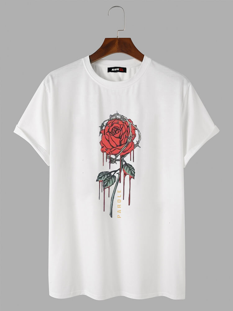 Withered Rose Print T-Shirt