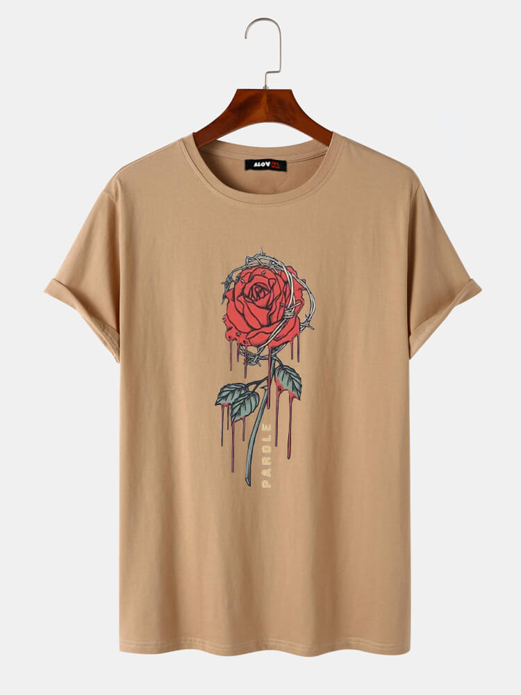 Withered Rose Print T-Shirt